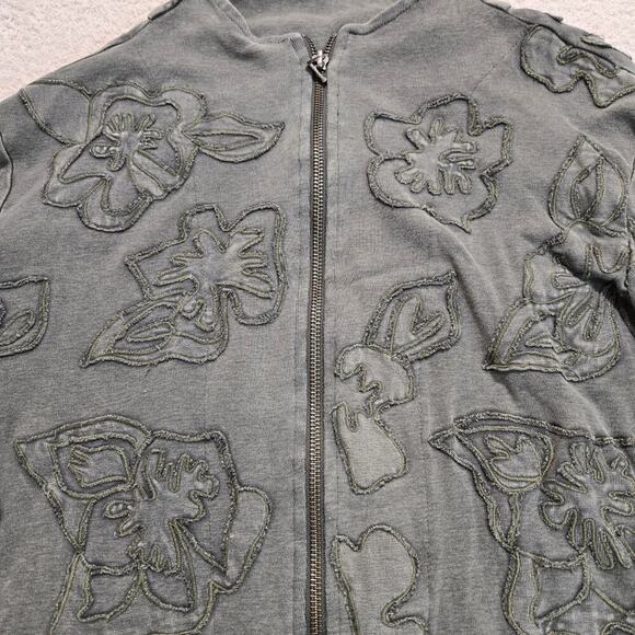 Chico's Full Zip Embroidered Cotton Jacket Chico's Size 1 (S) Moss Green - Picture 2 of 10